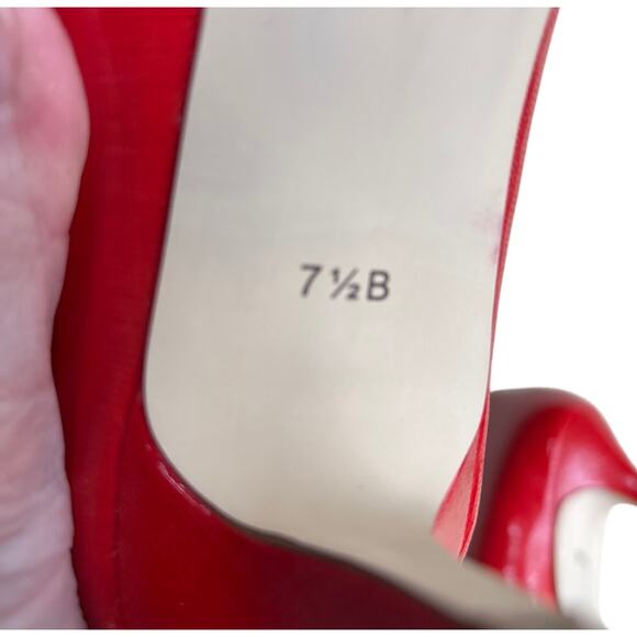 Talbots red leather pumps textured ladies US size 7.5B kitten heels career shoes - Picture 10 of 10